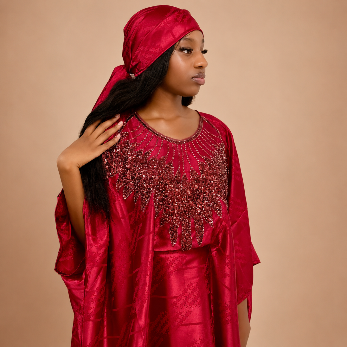 Robe en soie gezner rouge