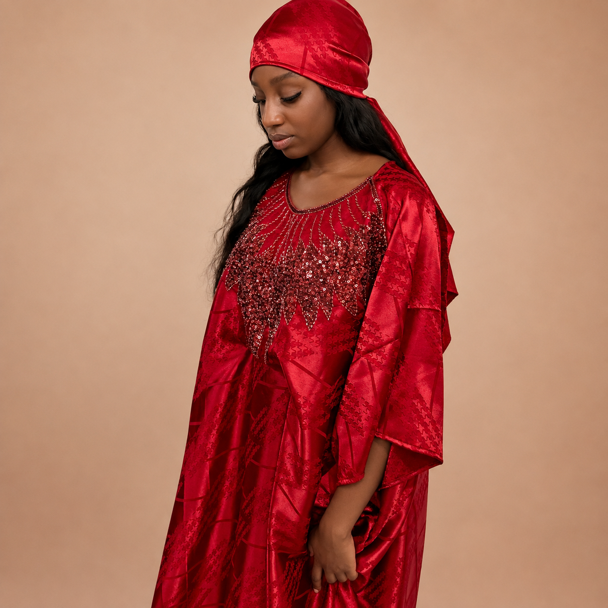 Robe en soie gezner rouge