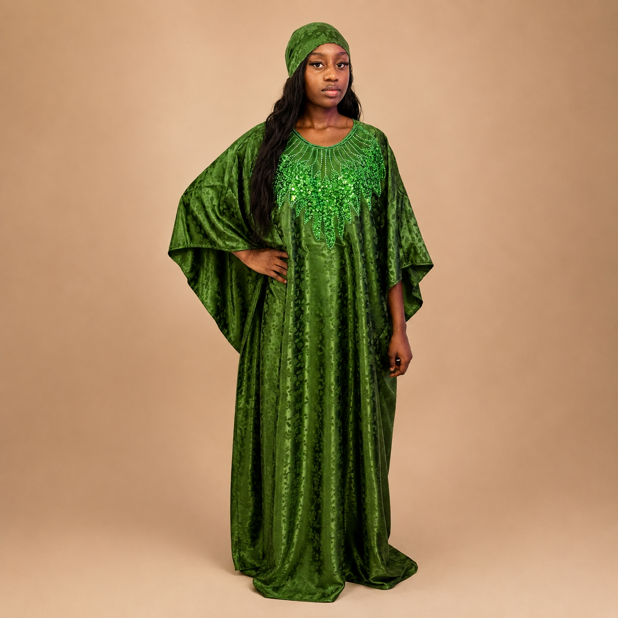 Robe en soie gezner verte