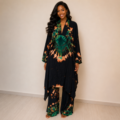 Ensemble Melhfa Femme – Tunique Longue et Pantalon Assorti