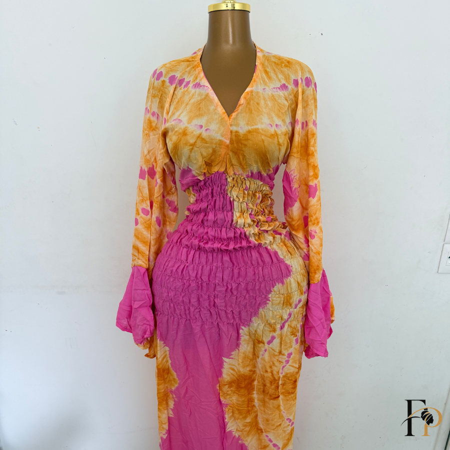 Robe Nafissa rose et jaune