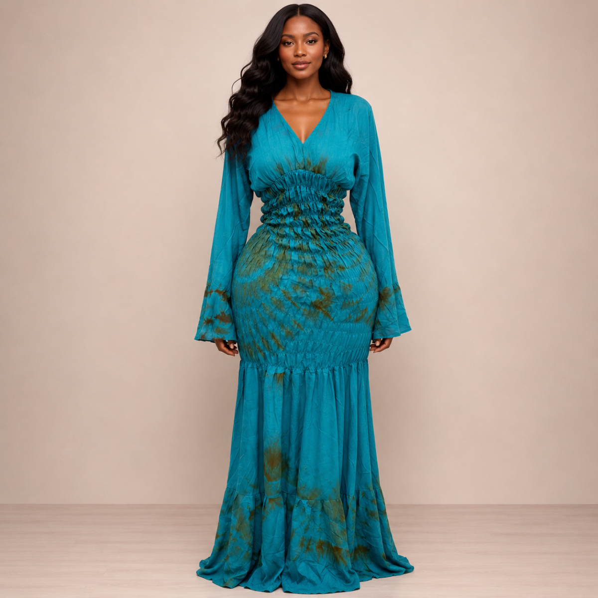 Robe Nafissa bleu canard