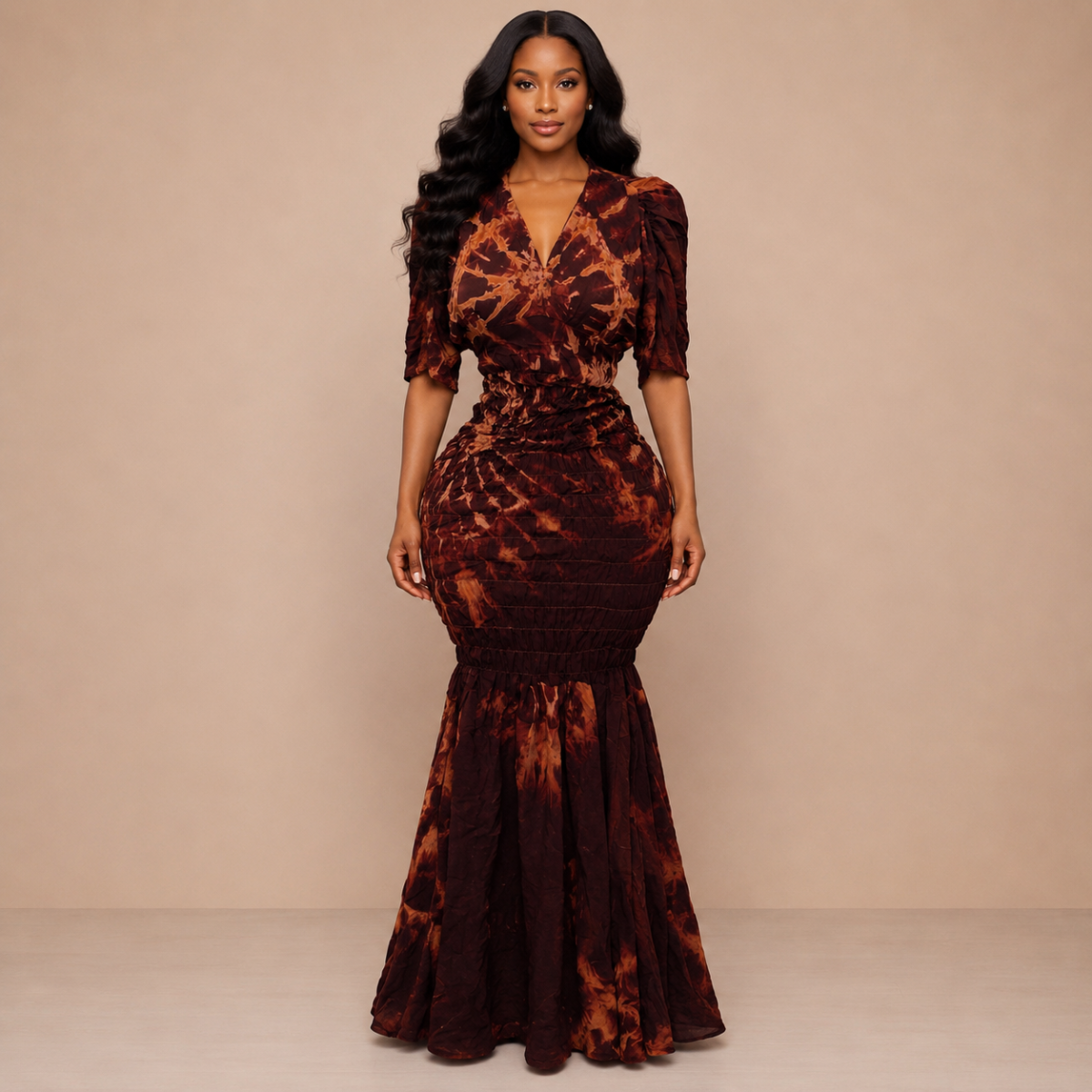 Robe Nafissa manches courtes