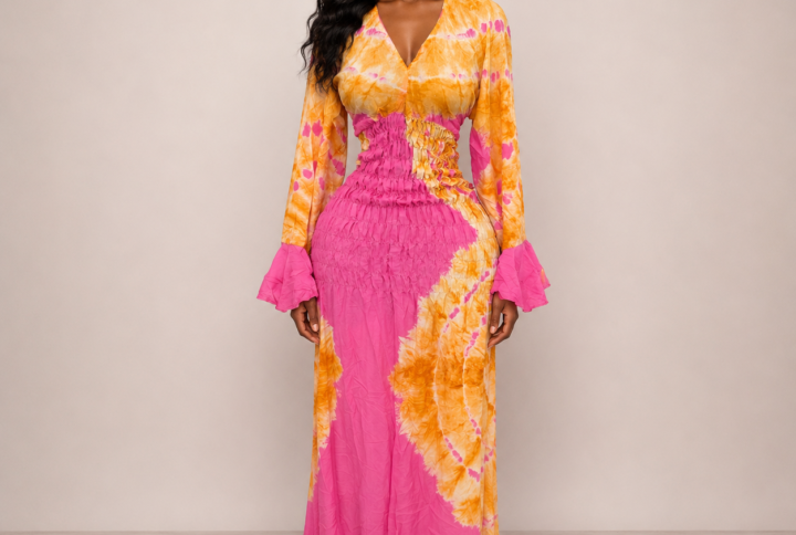 Robe Nafissa rose et jaune