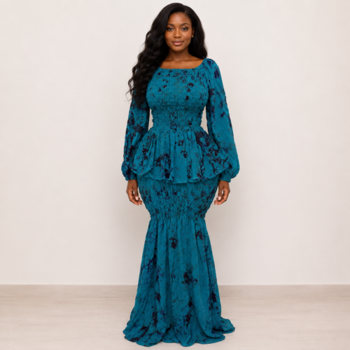 Ensemble taille basse smocké Assiya