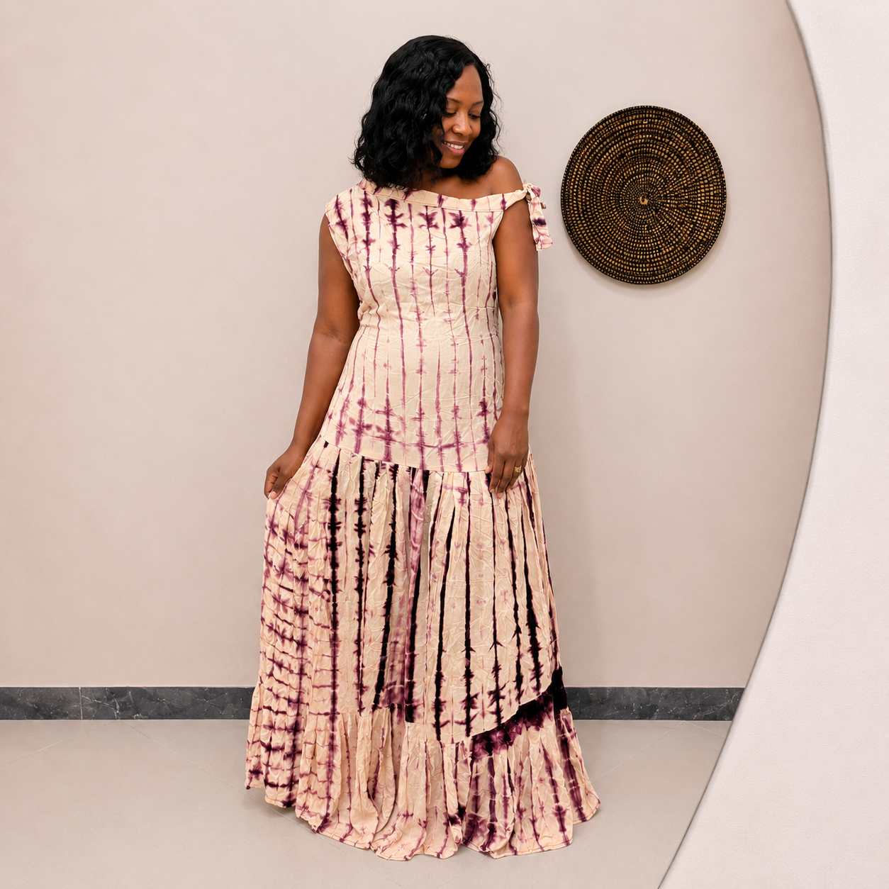 Robe coumba blanche et violette