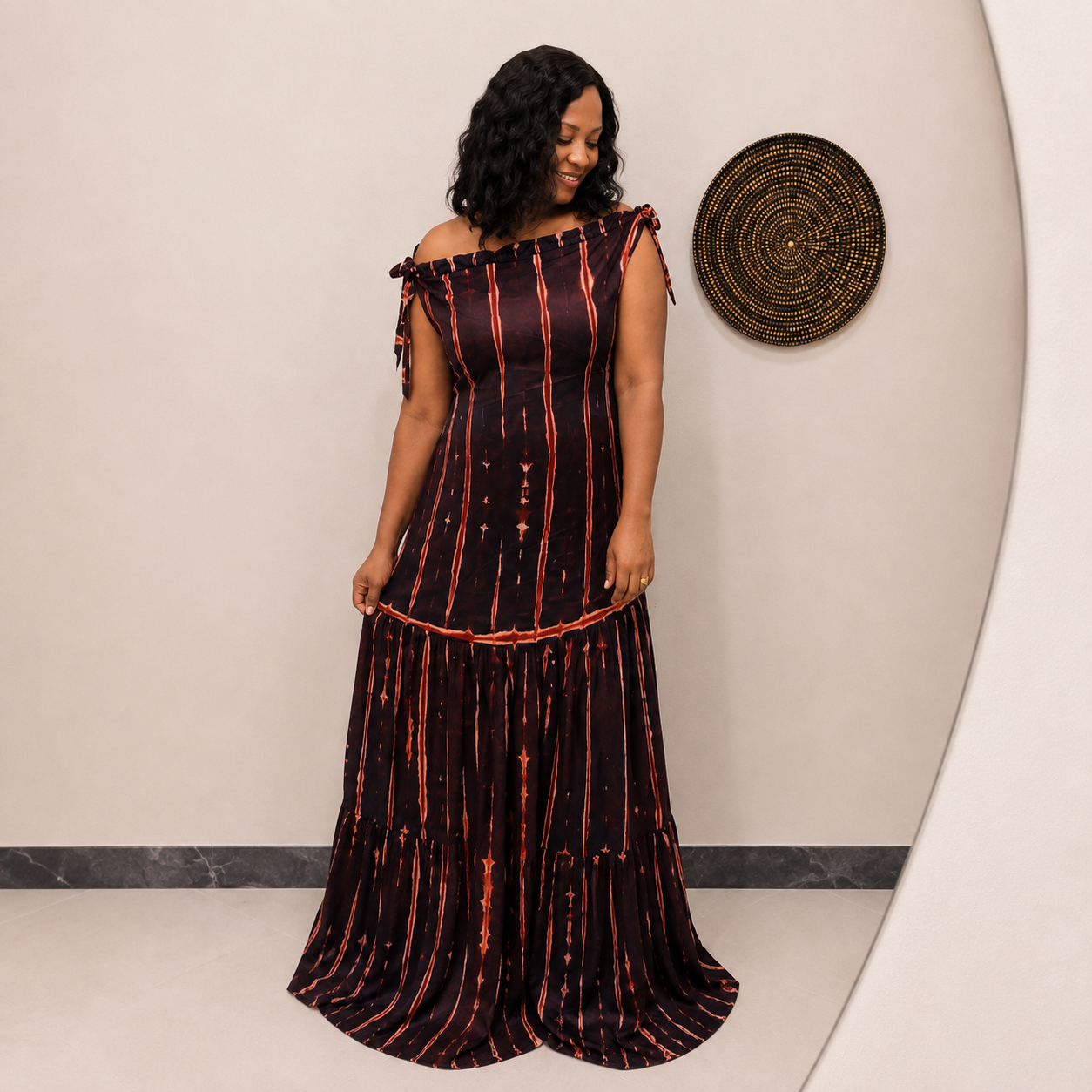 Robe coumba marron et orange