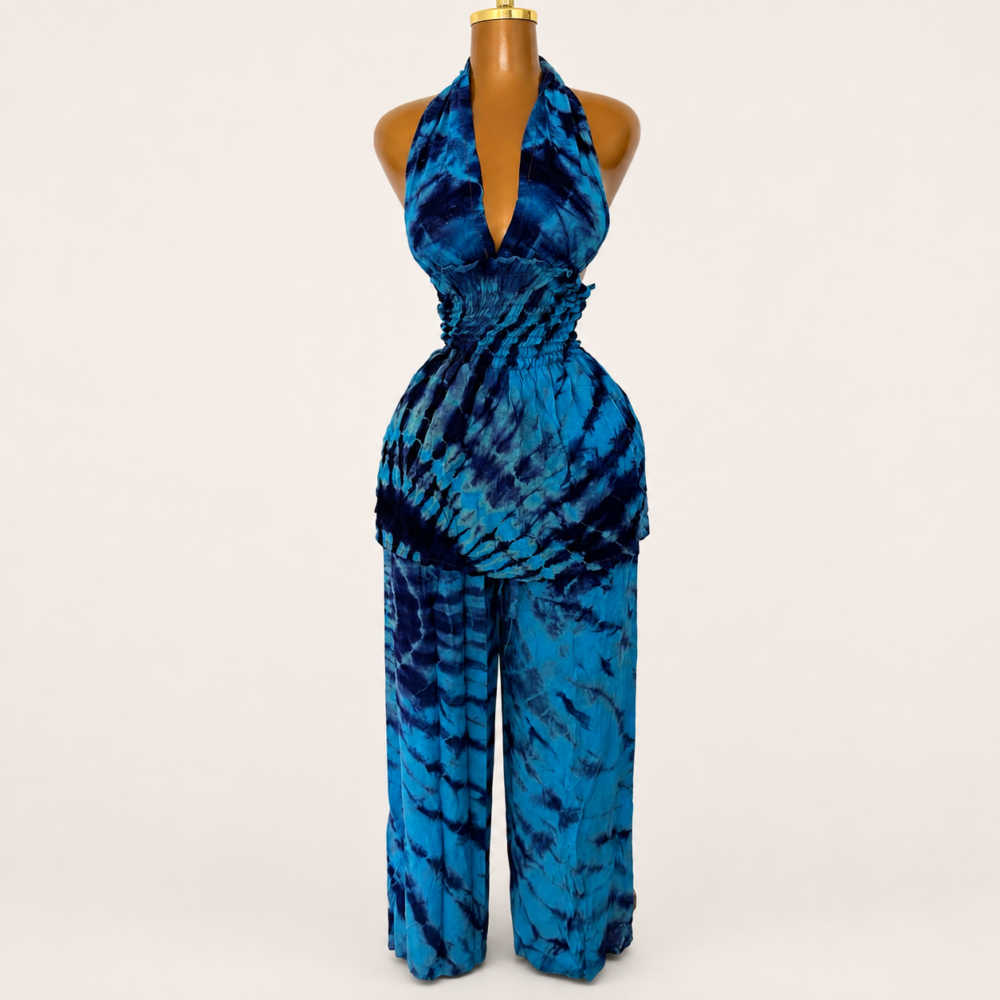 Ensemble Mina pantalon et haut dos nu smocks