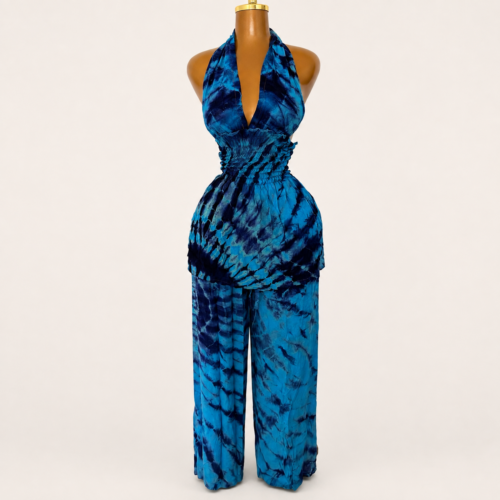 Ensemble Mina pantalon et haut dos nu smocks