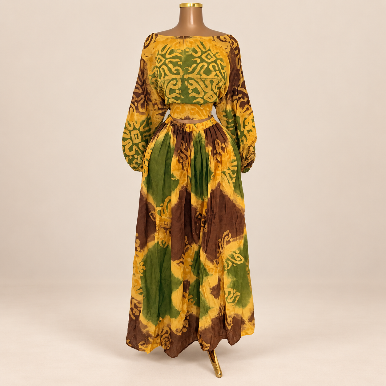 Ensemble Sira – Haut & jupe longue imprimé batik