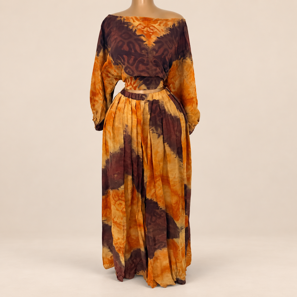 Ensemble Sira – Haut & jupe longue imprimé batik