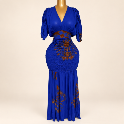 Robe smockée Aminata – Bleu Royal
