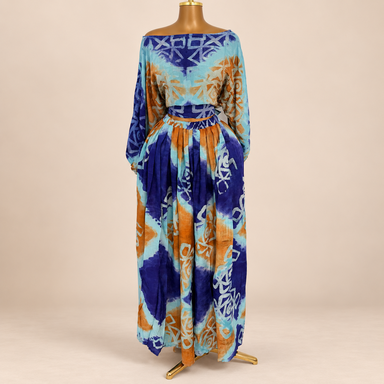 Ensemble Sira – Haut & jupe longue imprimé batik