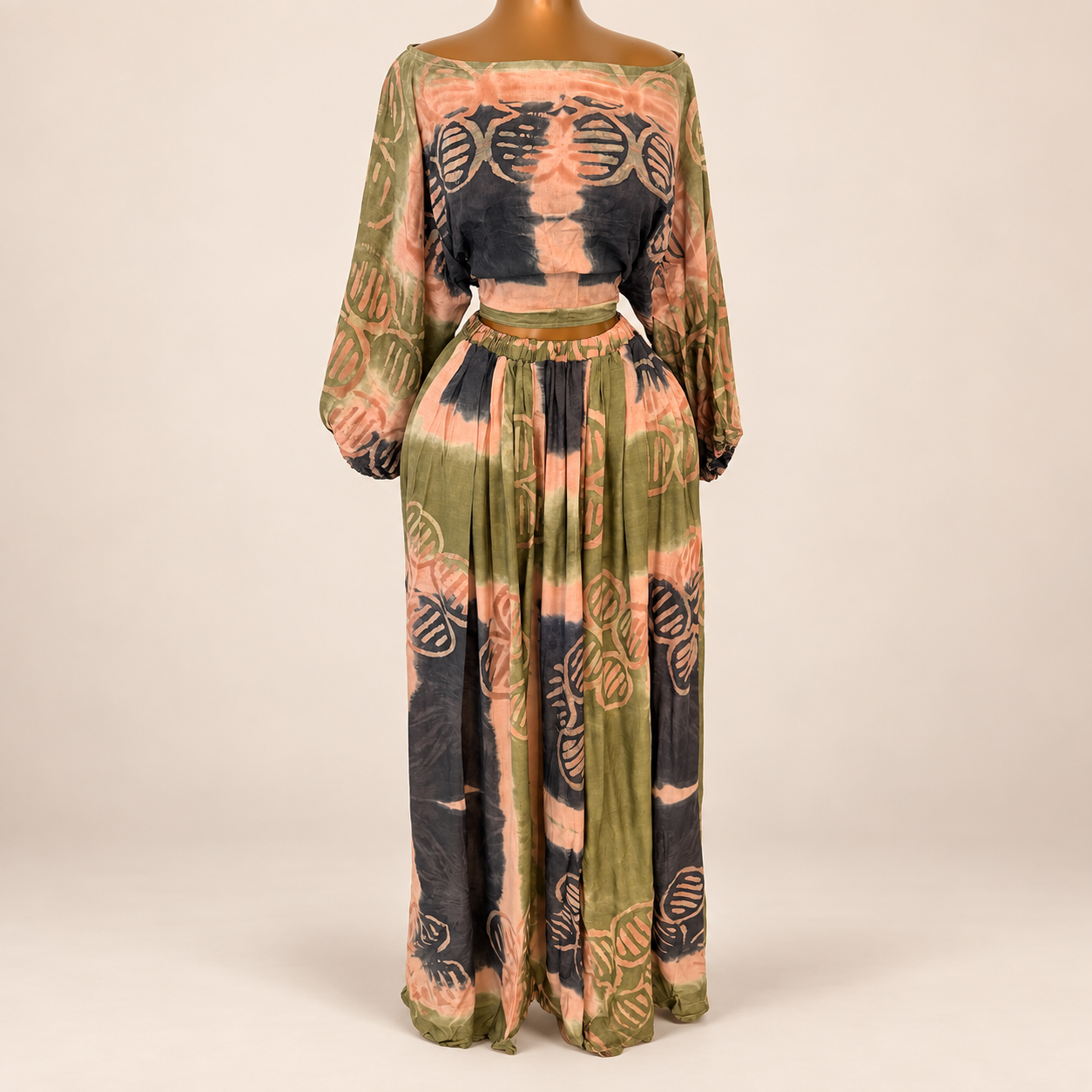 Ensemble Sira – Haut & jupe longue imprimé batik