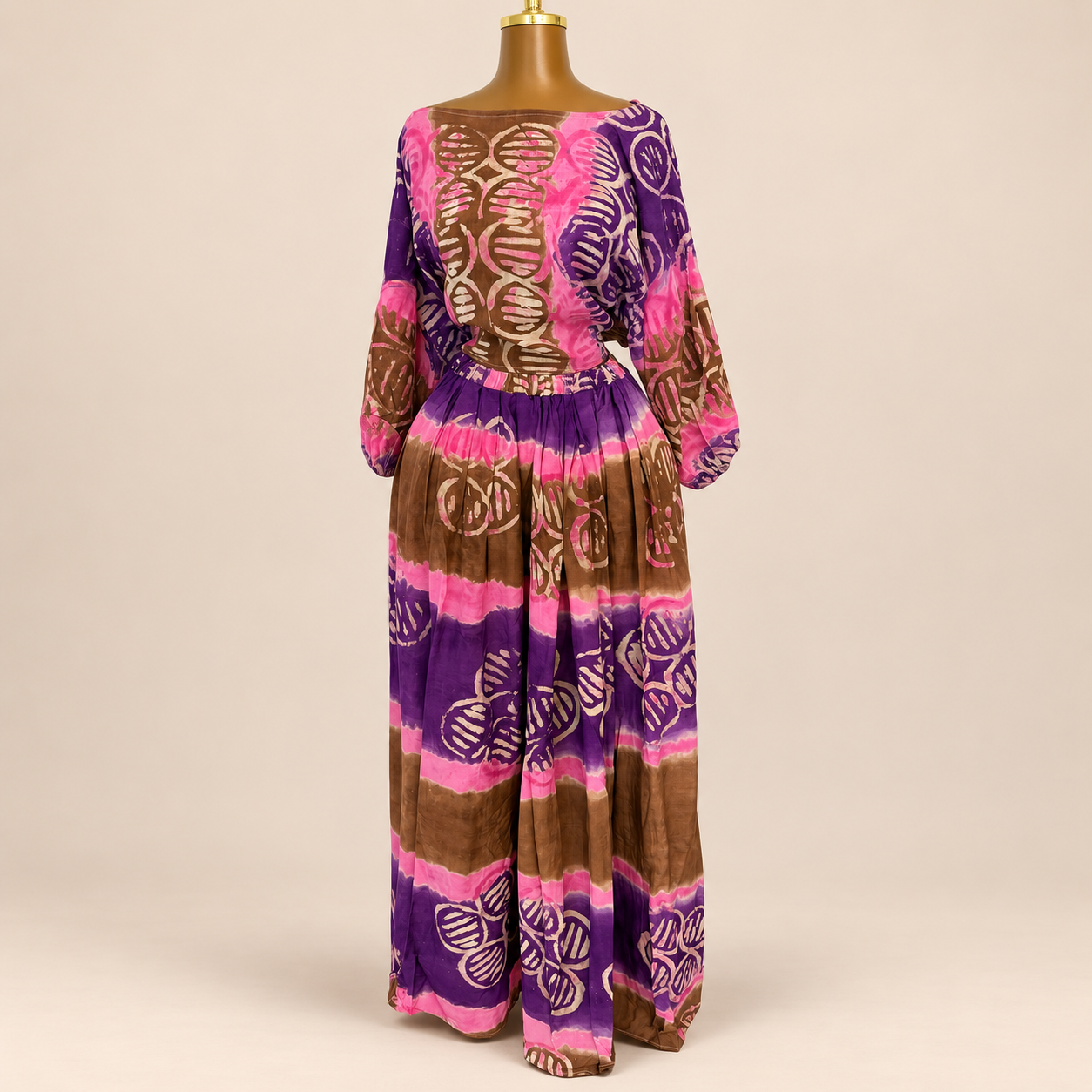 Ensemble Sira – Haut & jupe longue imprimé batik