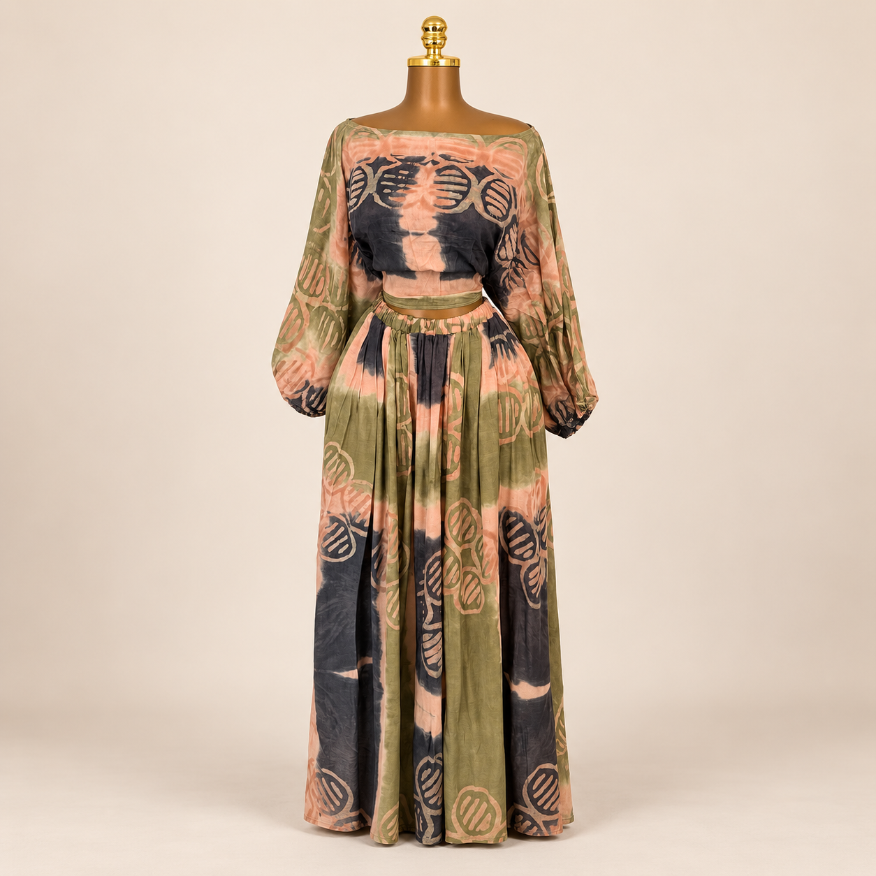 Ensemble Sira – Haut & jupe longue imprimé batik